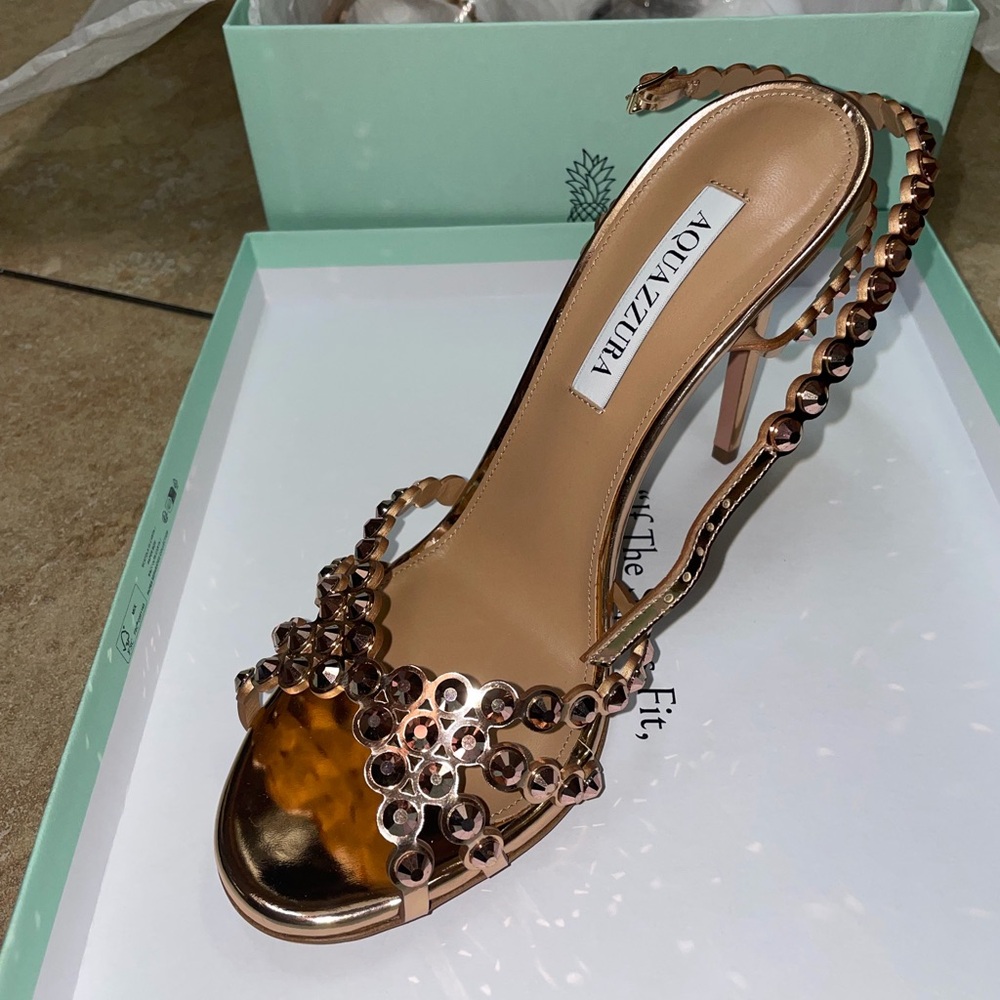 Aquazzura Metallic Gold Heels - Picture 2 of 4